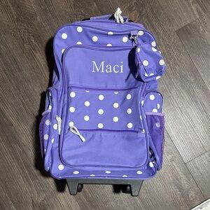 Purple Polka Dot Wheeled Backpack Personalized MACI